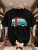 Retro Green Van Minimal Side Graphic Mens Tee Camping Travel Casual Short Sleeve Streetwear Shirt