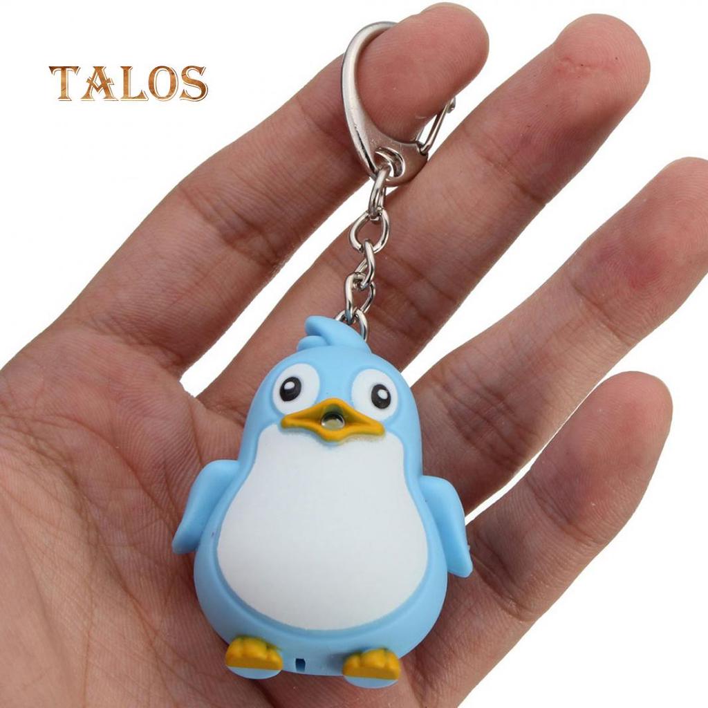 Cute Animal Penguin LED Light with Sound Key Chain Key Ring Torch Xmas Gift Suspension Trinket