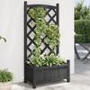 Vidaxl Planter with Trellis, Black, Solid Fir Wood