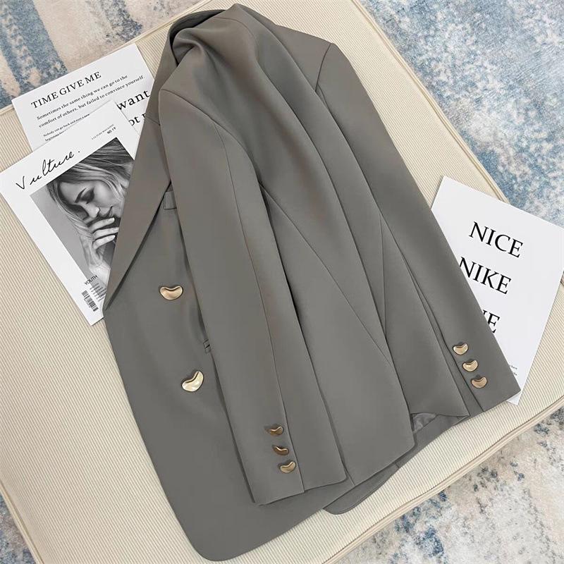 Korean Grey British-Style Women's Fashion Suit Jacket