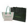 Longchamp Le Roseau Logo Print Cotton And Canvas Tote Bag Women Tote Bags Green 10090HSG129