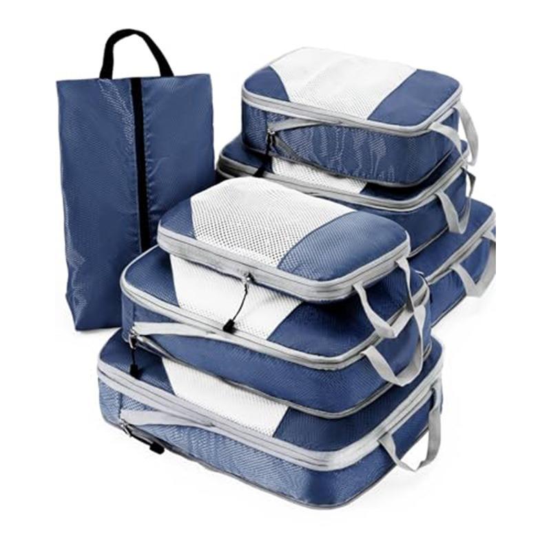 Travel Compression Storage Bags 7 Set Luggage Packing Cubes for Clothes Organization Waterproof Dustproof