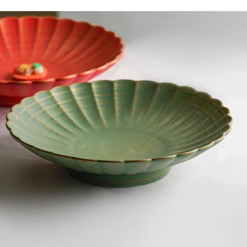 Solid Color Pattern Ceramic Plate Living Room Decoration Fruit Dinner Steak Dessert Home Kitchen Tableware