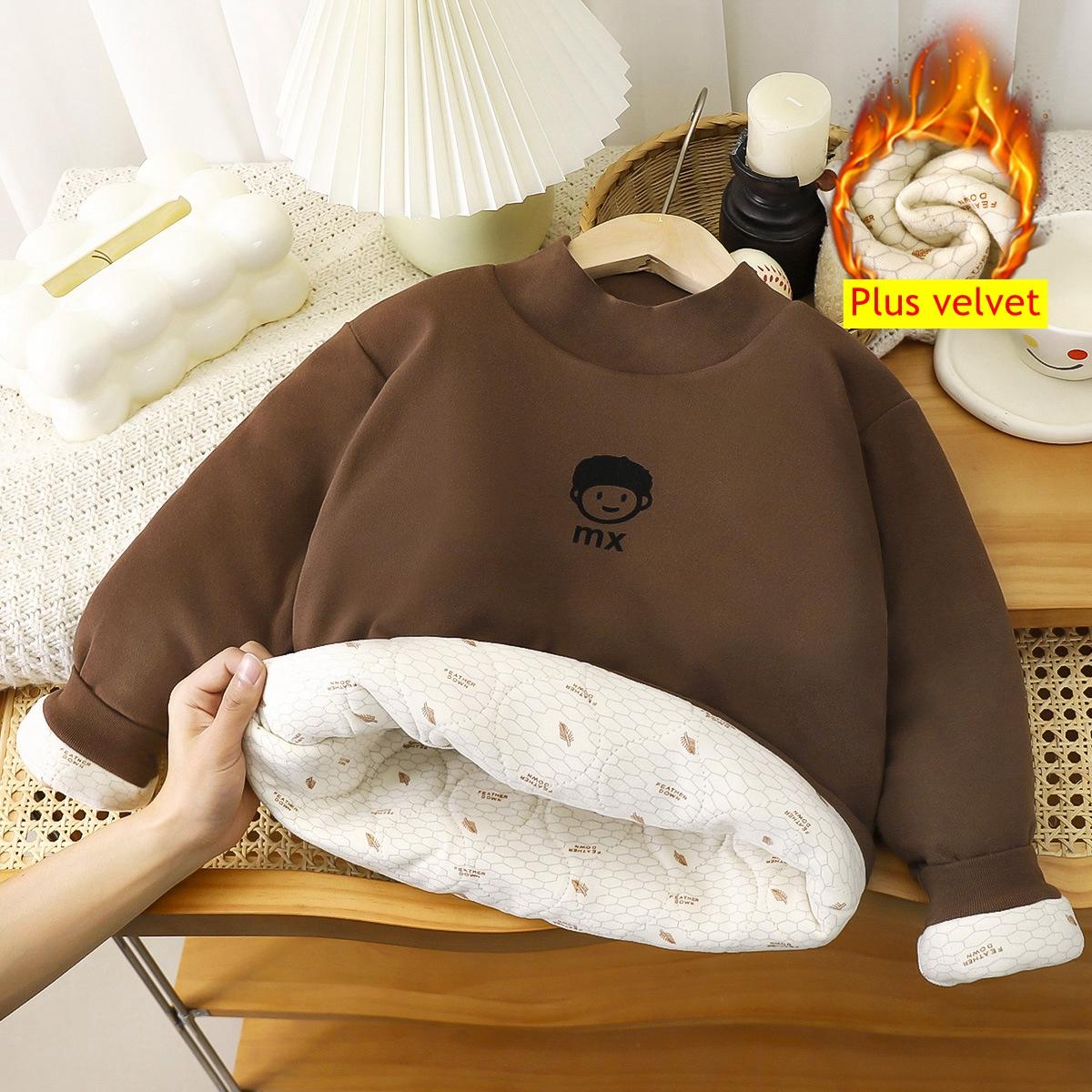 

Детский свитер Осень и Зима Флис Утепленный Детская Хлопковая Одежда Мультяшный Топ 80cm