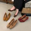 2025 Autumn and Winter New Temperament Square Head Soft Sole Shallow Mouth Plain Surface Commuting Work Versatile Mary Jane Women's Single Shoes
