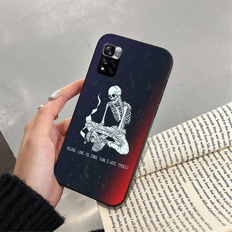 Phone Case For Xiaomi Redmi note 14 Pro 14 13 12 11 10 Pro 14S 12S 11S Redmi 14C 13C 10 Skeleton Art