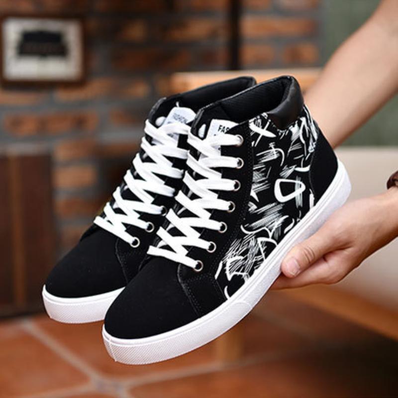 High Top Canvas Shoes Fashionable Lightweight Ankle Boots Spring Platform Sneakers for Men New Lace-up Casual Shoes for Men