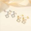 S925 Sterling Silver Square Earrings Women's Korean-Style Ins Square Earrings Temperamental Earrings Earrings