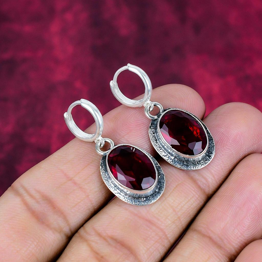 Rød granat smykker, 925 solid sterling sølv øredobber, håndlagde edelsten smykker øredobber til minnedagen