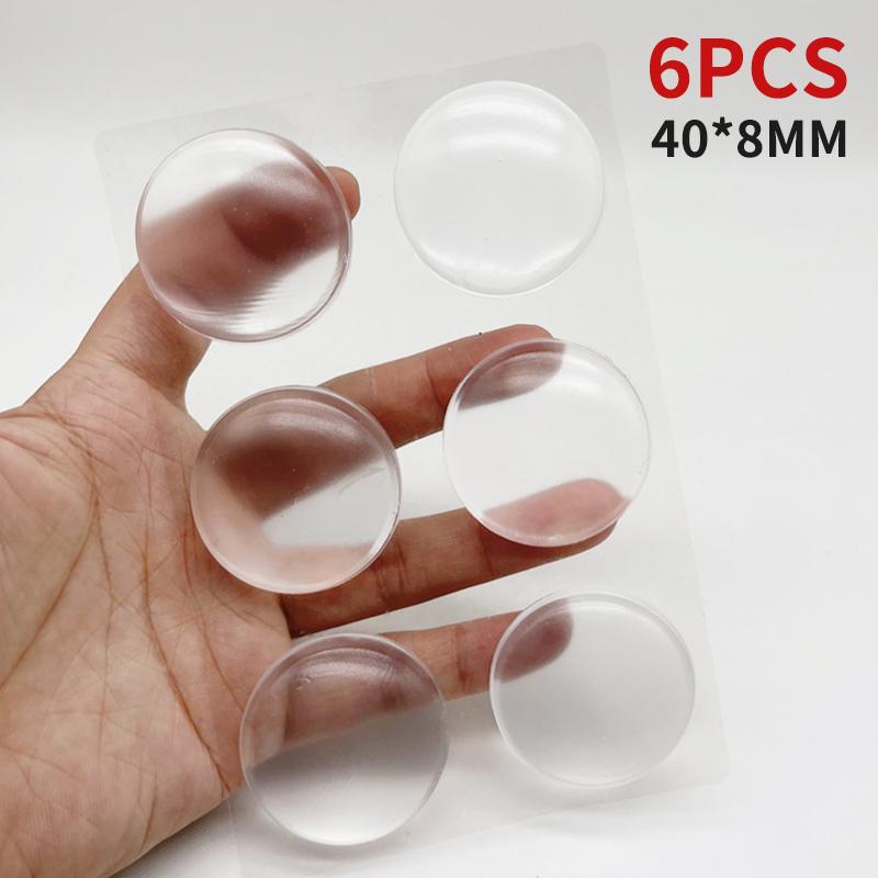 6pcs Door Handle Bumper Pad Self Adhesive Transparent Silicone Wall Protector Anti Bump Washable Reusable Round Door Stopper