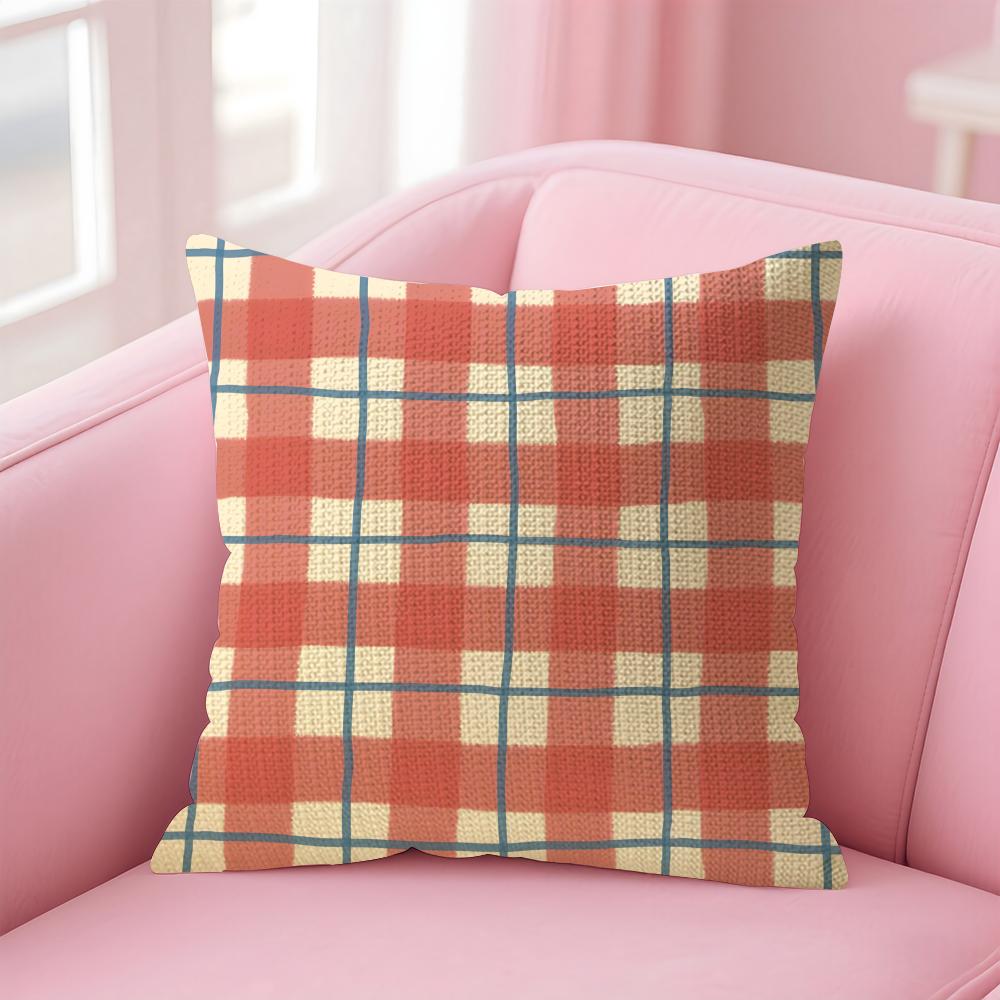 Plaid Luxury Cushion Cover Natural Linen Pillow Case DoubleSided Print Decorative Sofa Pillowcase Home Decor Gift