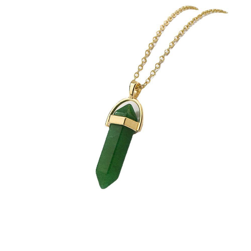 Colier cu Pandantiv Piatră Naturală Coloană Hexagonală 2023, Bijuterii de Modă Multicolor pentru Femei