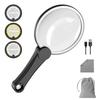USB Rechargeable Magnifying Glass with Light, 3x, 10x, 20x, Three Magnification Levels, 130mm, Handheld, Large Magnifying Glass with 49 LED Lights, Id
