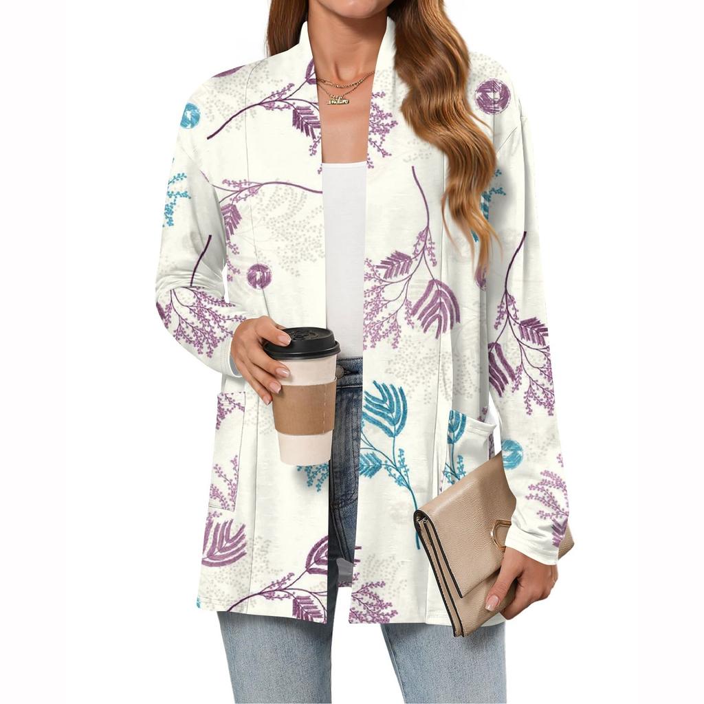 Women's Fashion Casual Long Sleeve Cardigan Thin Loose Cardigan Jacket With Pockets