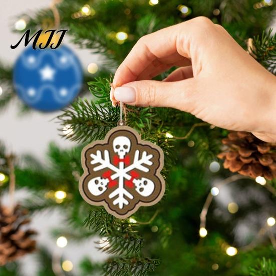 Alternative Christmas Tree Decor 12/24/36Pcs Ornaments, Skeleton Gingerbread Decorations, Gothic Skull Wooden Holiday Pendants Wooded Hanging