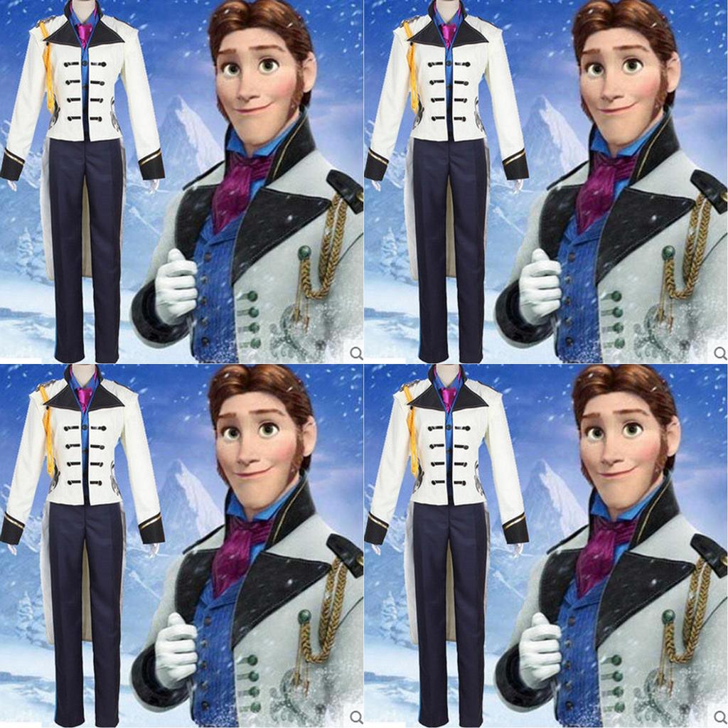 Exquisito Disfraz de Cosplay de Príncipe Hans de Halloween Con Elegante Uniforme Blanco Encantadores Trajes Fiesta