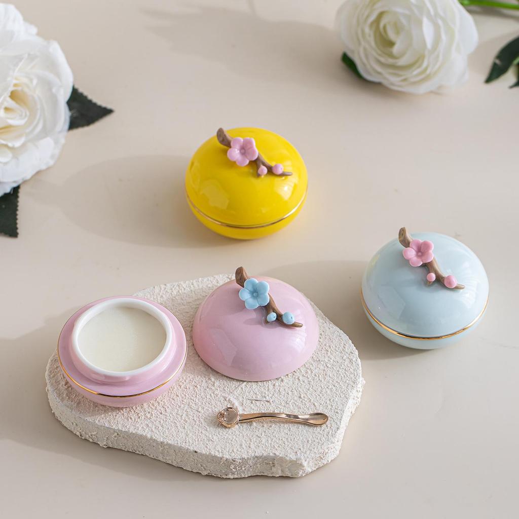 Handmade 40g Pinch Flower Solid Perfume In Ceramic Jar - Ancient Style Gift Box for Company Events