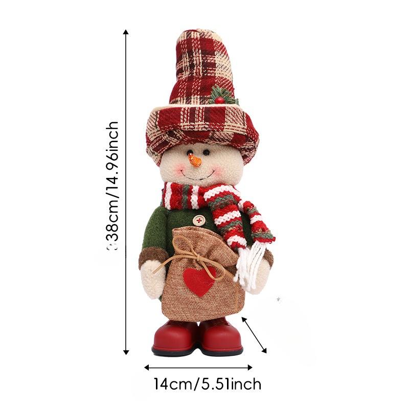 Christmas Decorations Linen Top Hat Standing Doll Santa Claus Snowman Home Decoration Ornaments