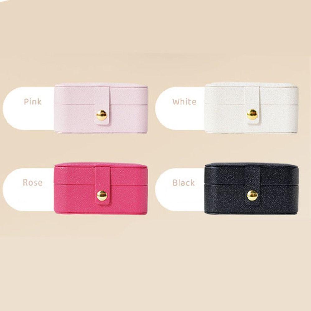 PU Leather Ring Necklace Case Solid Color Jewelry Display Case Simple Earrings Holder  Travel