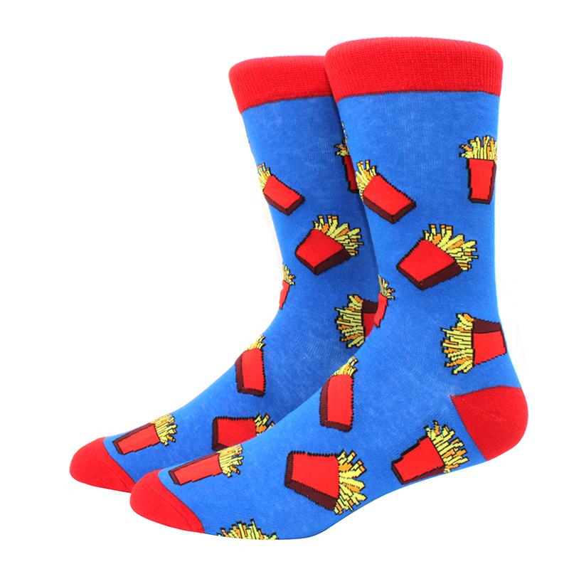 High Quality Combed Cotton Socks food Pattern Long Tube Funny Happy Men Socks Novelty Skateboard Crew Casual Crazy Socks