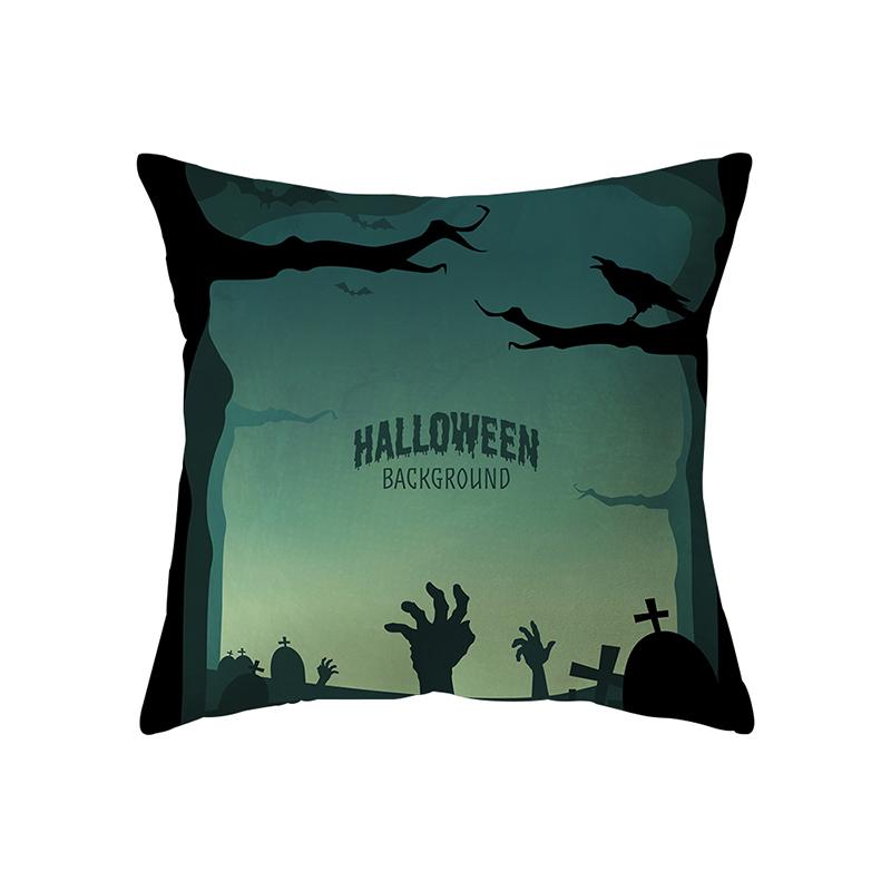 Scary Halloween Theme Pumpkin Bat Black Cat Print Pattern Cushion Cover Home Decor Sofa Decor Throw Pillow Cover