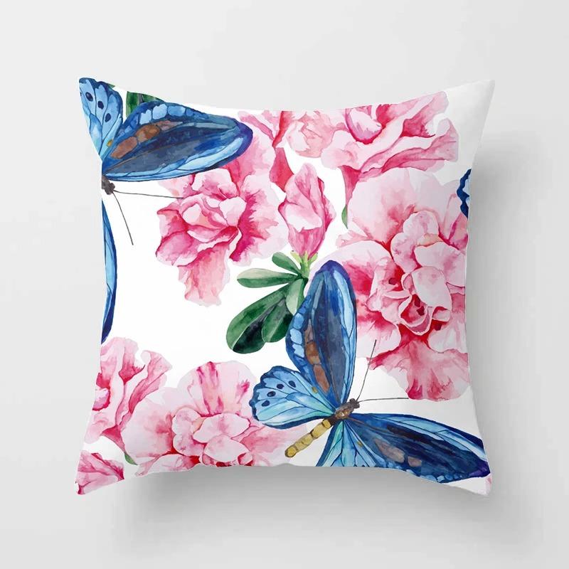 Colorful Flower Butterfly Pillowcase Office Living Room Car Ornaments Home Pillowcase