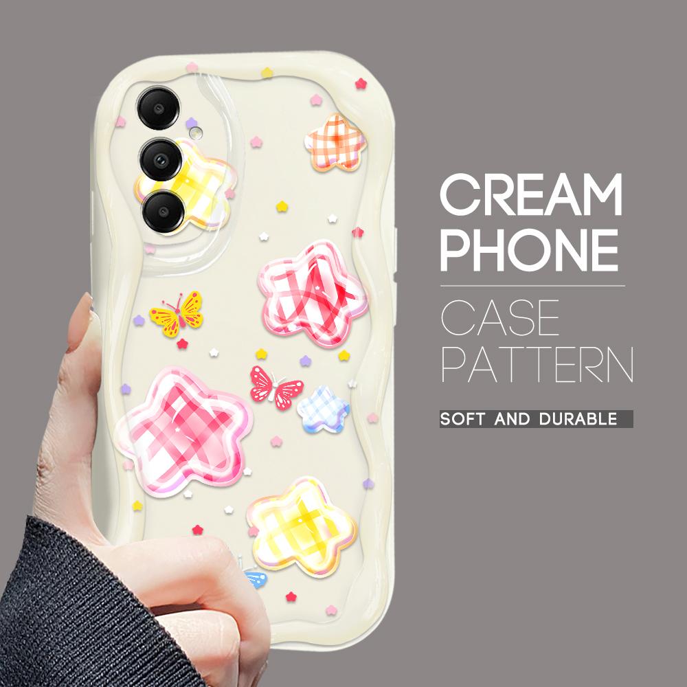 Cute Cartoon Pattern Cream Texture Casing Wavy Edge Soft Silicone Cover Phone Case for Samsung