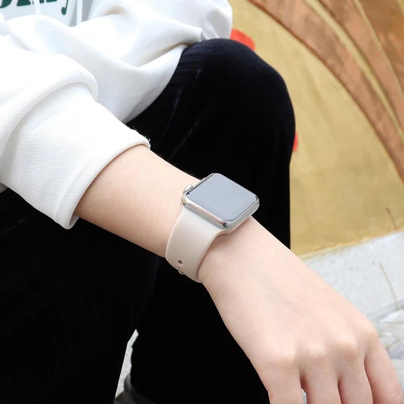 Silikonový řemínek pro Apple Watch 44mm 40mm 49mm 45mm 41mm 38mm 42mm Correa Belt Bracelet pro Apple Watch Series 9 8 7 6 5 3 SE Ultra 2
