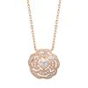 Fashionable 18k White Gold And Rose Gold Flower Pendant Necklace With Accents Diamond