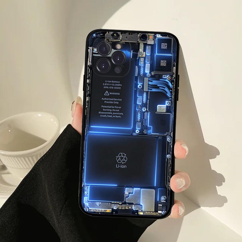Inside Circuit Board Phone Case For IPhone 16 15 14 11 12 13 Mini Pro XS Max Cover 6 7 8 Plus X Funda Shell