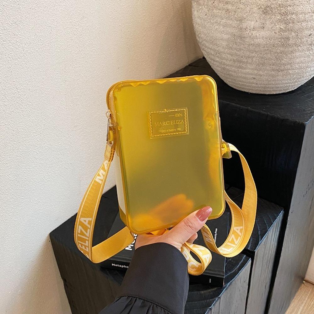 New PVC Messenger Bag Transparent Solid Color Crossbody Bag Waterproof Jelly Shoulder Bag Girls Lipstick Key Storage Bag