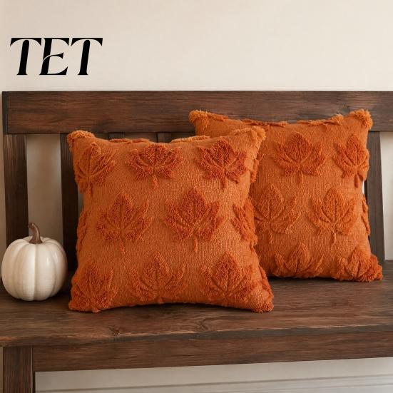 Decorative Pillow Covers for Couch Plush Pumpkin Cushion Cover, Halloween Throw 18 X Cases Inches Maple Leaf Case Sofa Cozy Fall Decor Themed
