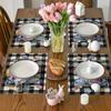 Happy Easter Bunny Placemats Gnome Rabbit Burlap Table Runner Spring Easter Party Table Decoration Reusable Table Runner