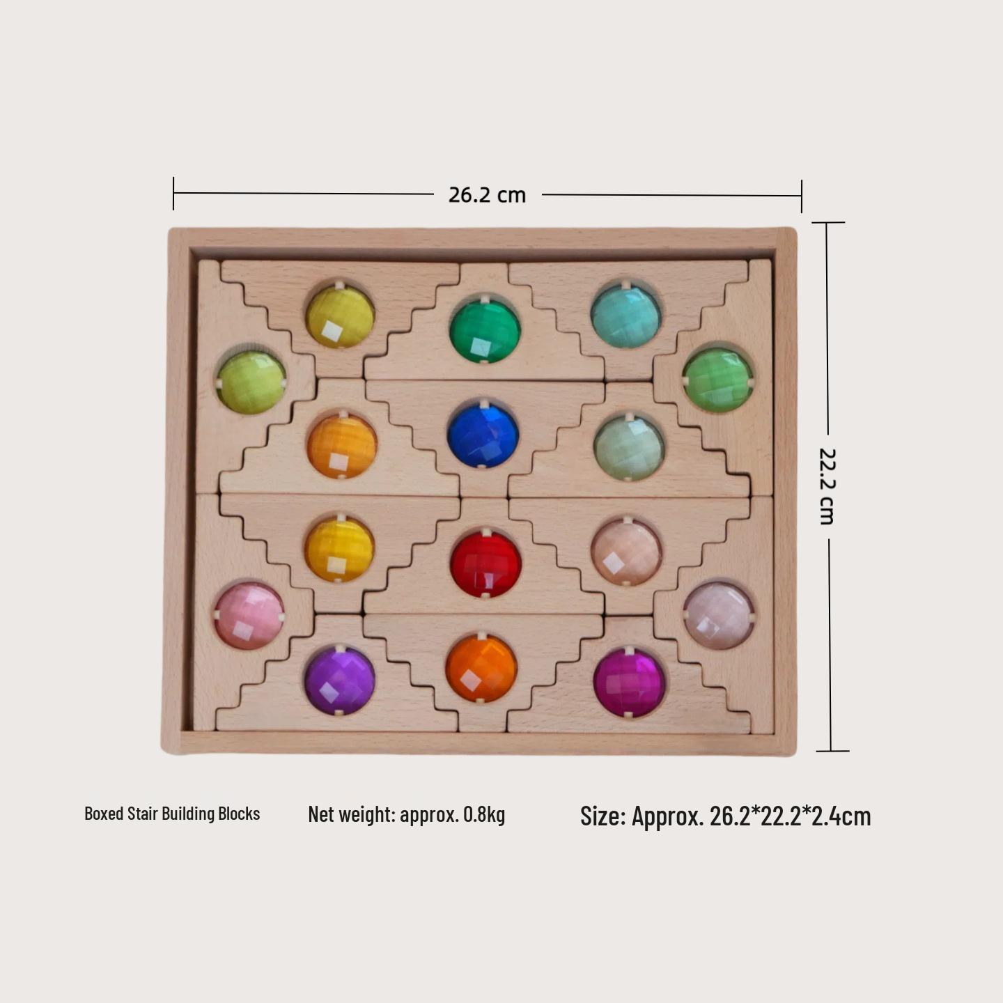 Beech Acrylic Stackable Gem Blocks - Large Particle Educational Building Set for Kids