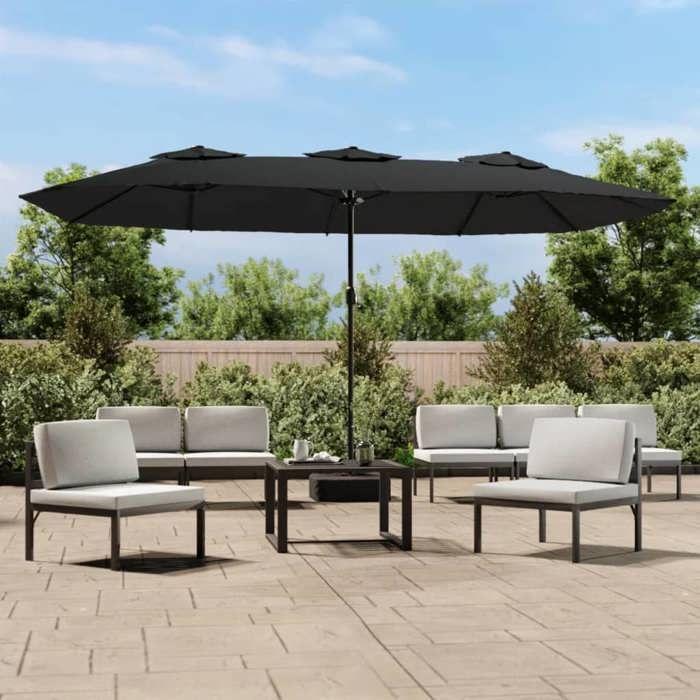 VidaXL Parasol de Jardin à Double Tête avec LED, Pare-soleil de Patio, Abri de Soleil, Parasol de Plage Terrasse Extérieur, 362959