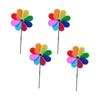 4Pcs Reflective Sunflower Pinwheels Outdoor Wind Spinner Yard Garden Lawn Pinwheels Colorful Flower Windmill Decorative