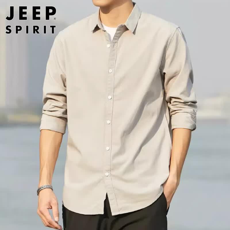 JEEP SPIRIT Men's Long-Sleeve Cotton Casual Shirt
