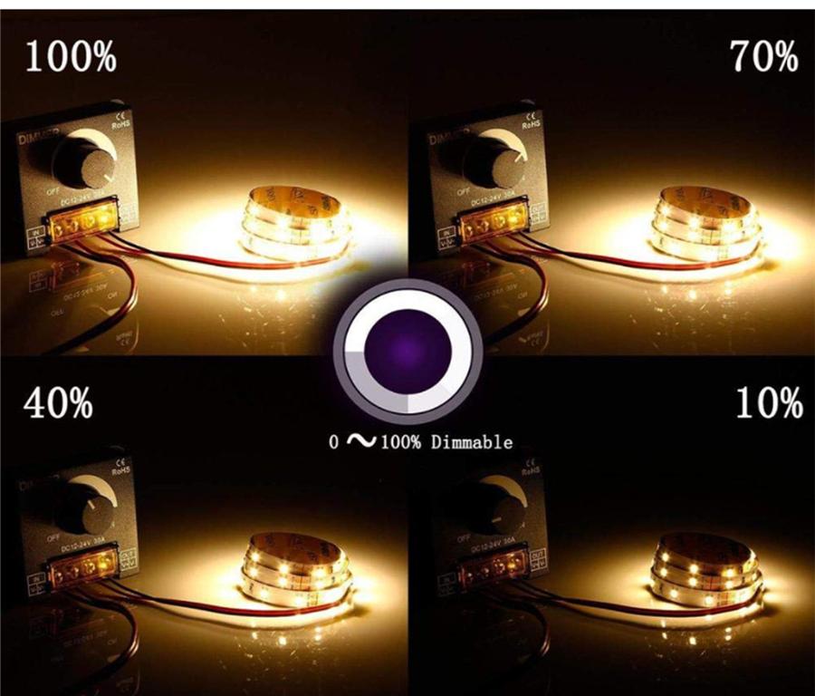 Manual Knob Dimmer Controller DC 12V-24V 30A For Single Color LED Strip Lights