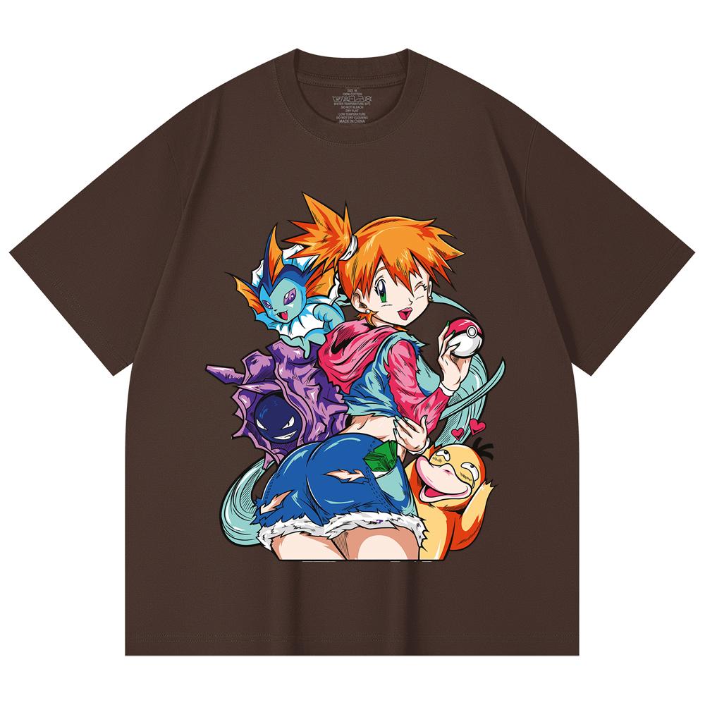230 g/m² 100% Baumwolle Pokemon V17 Misty Print Unisex Schweres Baumwoll-T-Shirt