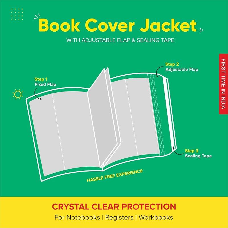 Solo Book Cover Jackets With Adjustable Flap & Sealing Tape | Pack Of 30 | Transparent Soft-Touch Protection | No Cuttin