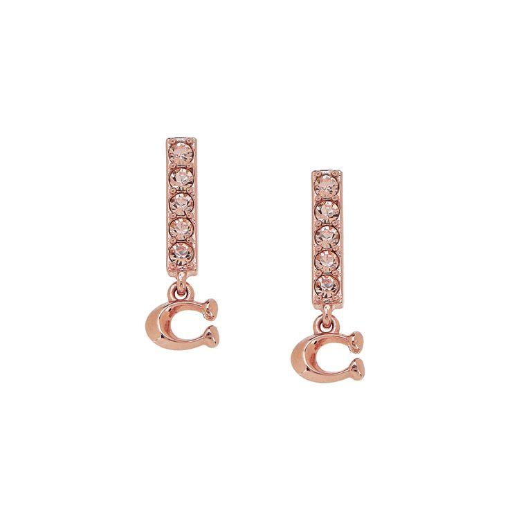 Coach Gemstone Decorated Metal Earrings Women earrings Gold 91446RGD Basic Packaging-Box Not Included,F,Gold