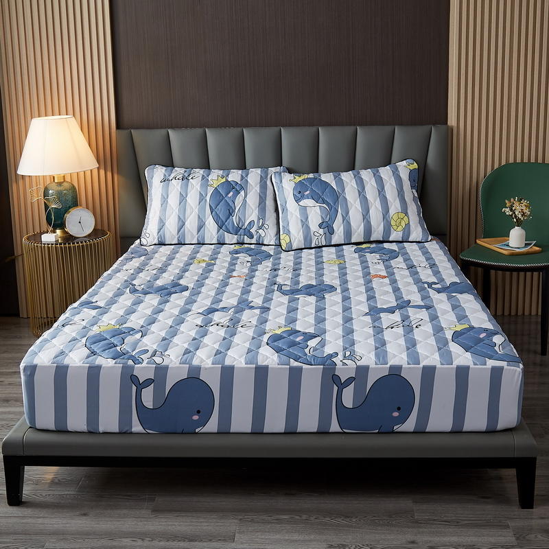 Quilted Waterproof Bed Sheet With Elastic Queen King Size Solid Color Mattress Protector For Double Bed