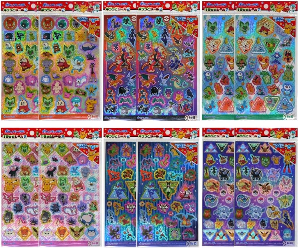 Onoue Man Pokemon Sparkly Stickers 2 Stickers per Co., Ltd. [12 Pack]