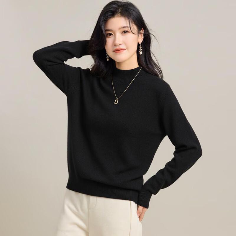 Jinjuan Women's Mock Neck Wool Blend Sweater