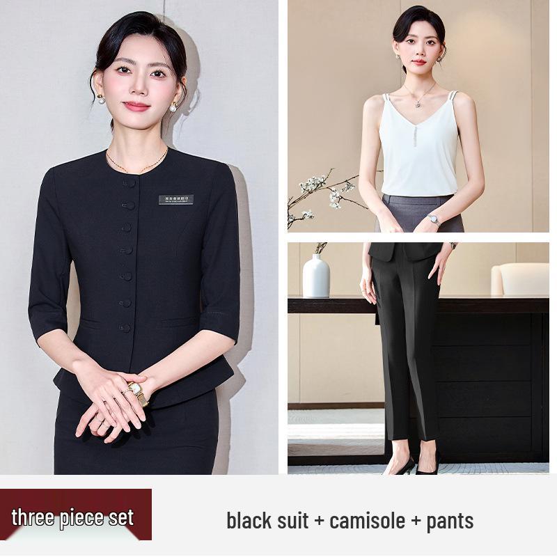 Women's Mid-Sleeve Professional Two-Piece Set for Spring/Summer/Autumn