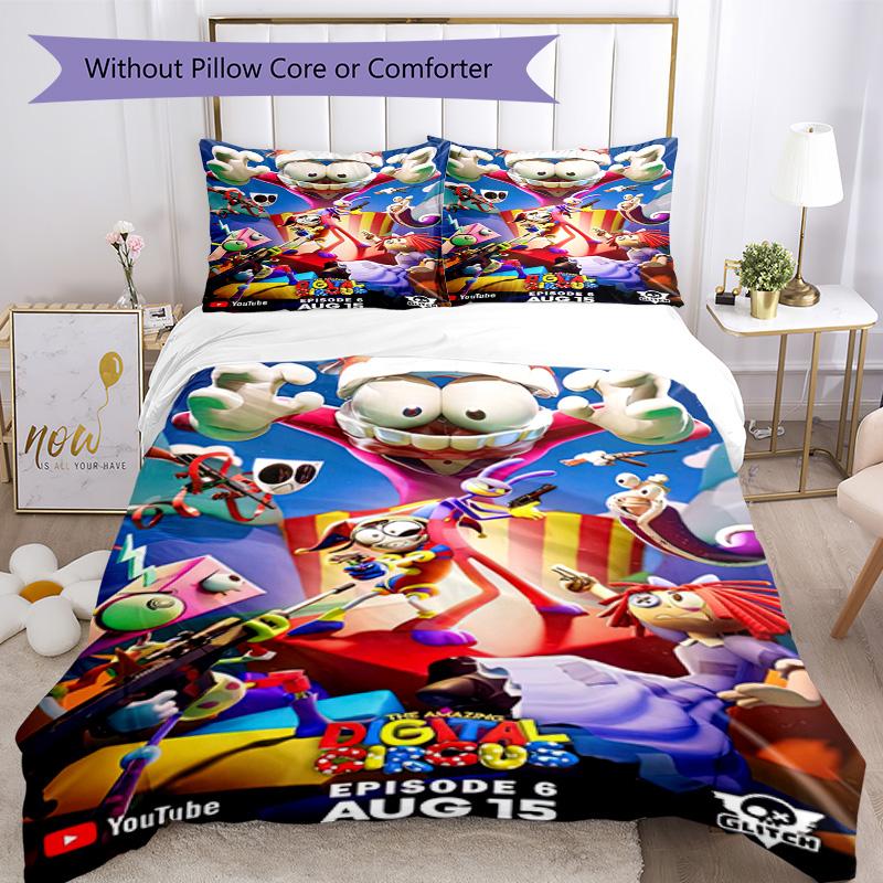 Set Biancheria da Letto Circo Digitale Copripiumino Traspirante con Federe Biancheria da Letto Decorativa per Camera da Letto Decorazione Casa Regalo di Compleanno
