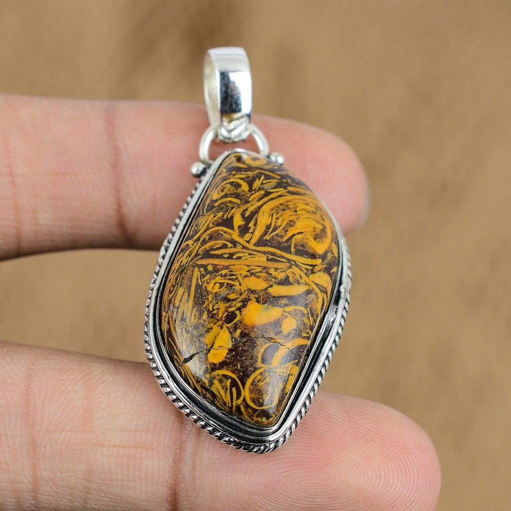 Gift For Her 925 Sterling Silver Natural Mariam Jasper Gemstone Jewelry Pendant