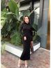 Elegant High-End Autumn Winter Dress: Warm, Semi-High Collar, Slimming Socialite Style