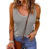 2023 European & American Women's Casual Vest: Spring/Autumn Solid Color U-Neck T-Shirt