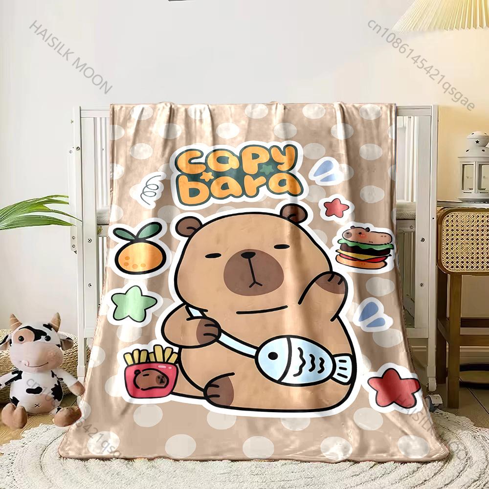Cartoon Capybara Printed Blanket Kids Adult Blanket Soft and Warm Bedding for Bed Sofa Outdoor Travel Cover Blanket Luxury Gift